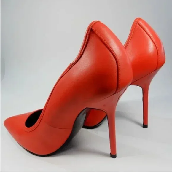 Reiss Bramley Leather Heeled Court Shoe – Orange – Size 40 / 9.5 NWT - Picture 4 of 7